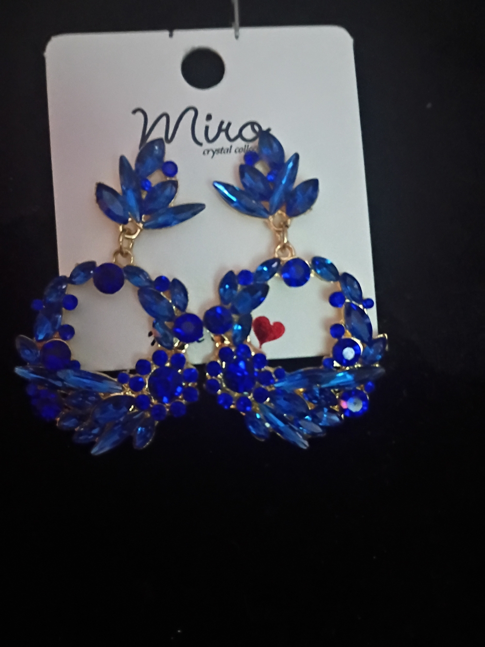 Royal Blue Crystal Statement Hoop Earrings